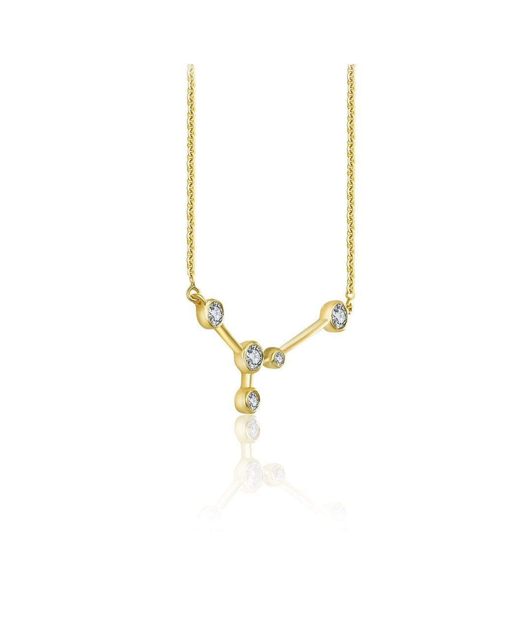 Genevieve Collection Metallic Cancer Zodiac Constellation Necklace 18K & Diamond
