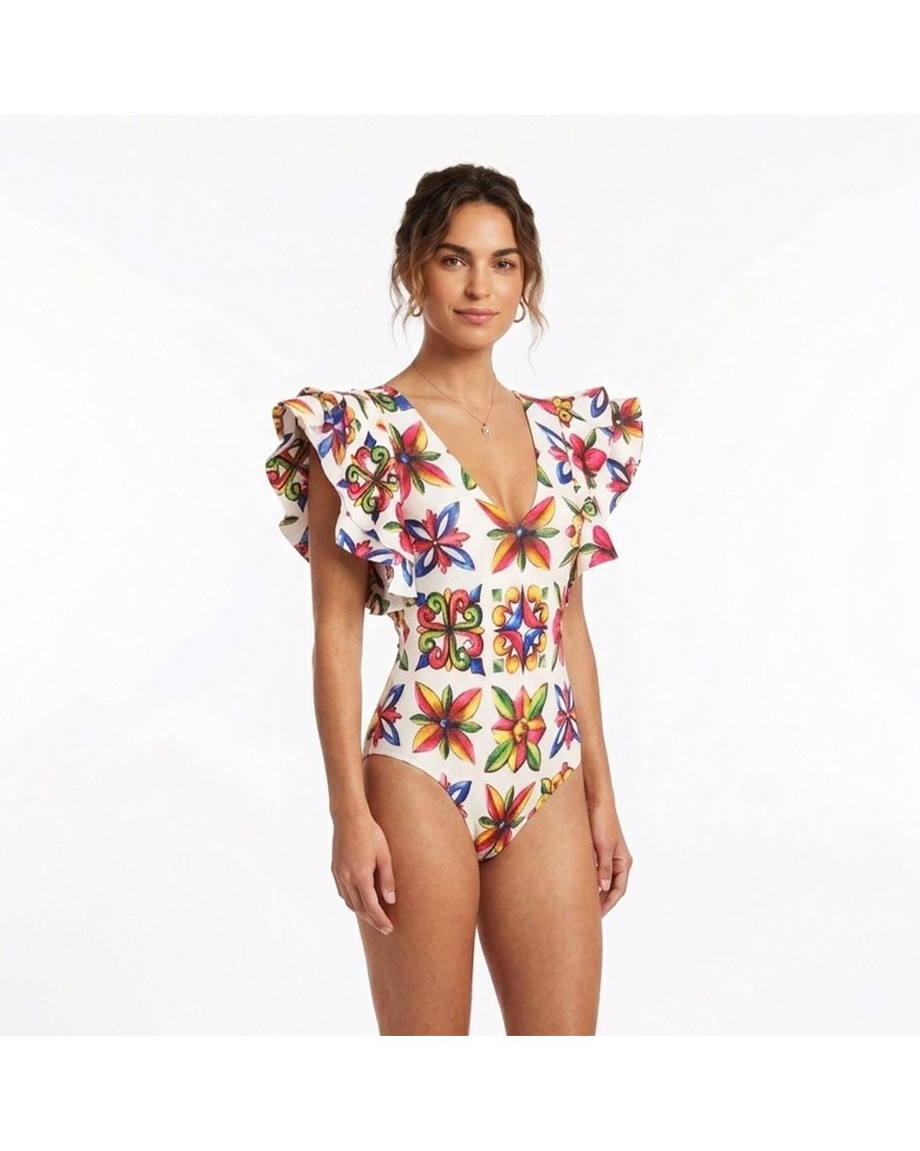 Nur Karaata Red Cosmos Sicilia Swimsuit