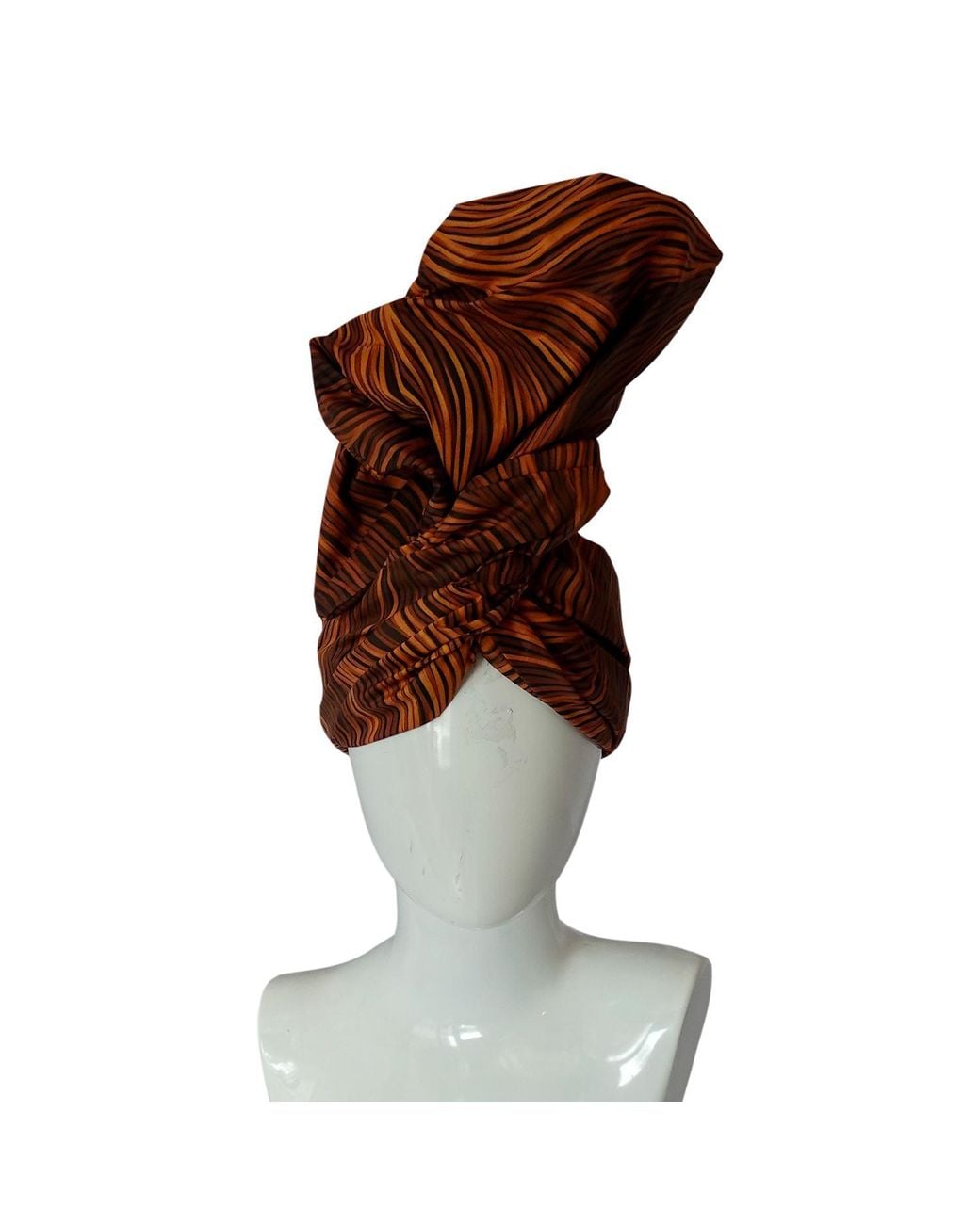 Romer Millinery Brown Neutrals Twisturban Turban Auburn Waves Faux Coiffure