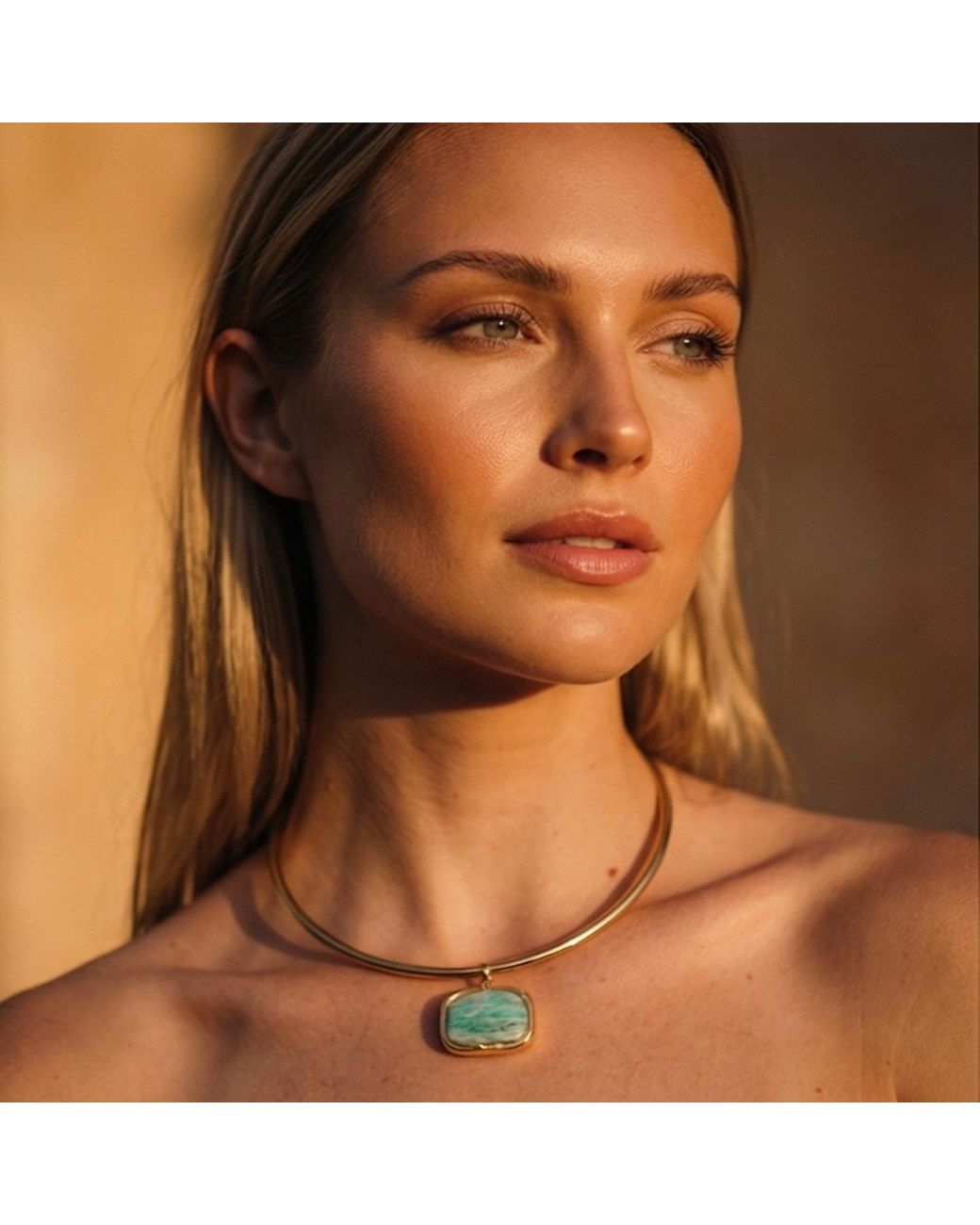 Divine Aria Metallic Amazonite Choker Necklace