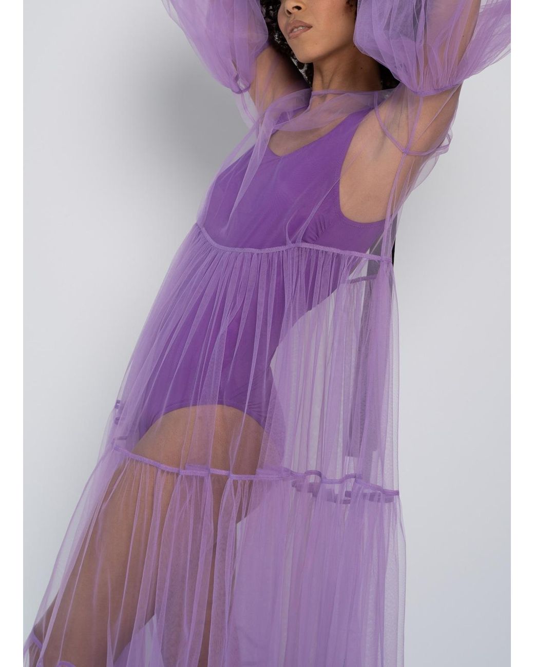 Helene Galwas Alena Maxi Tulle Dress Purple