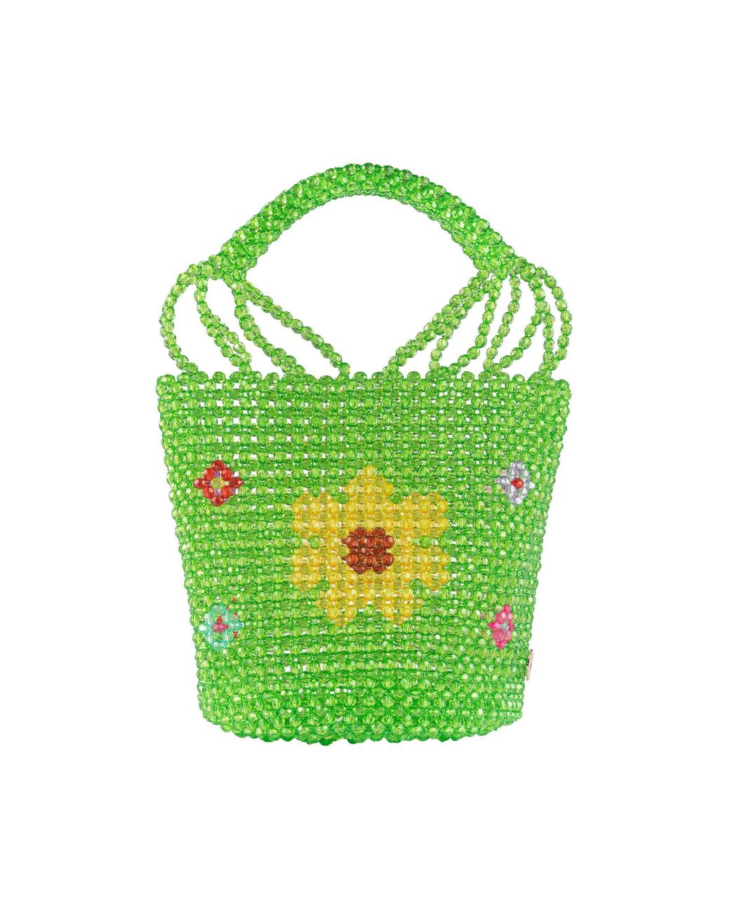 Tillie Beads Green Sunshine Daisy Beaded Bucket Bag