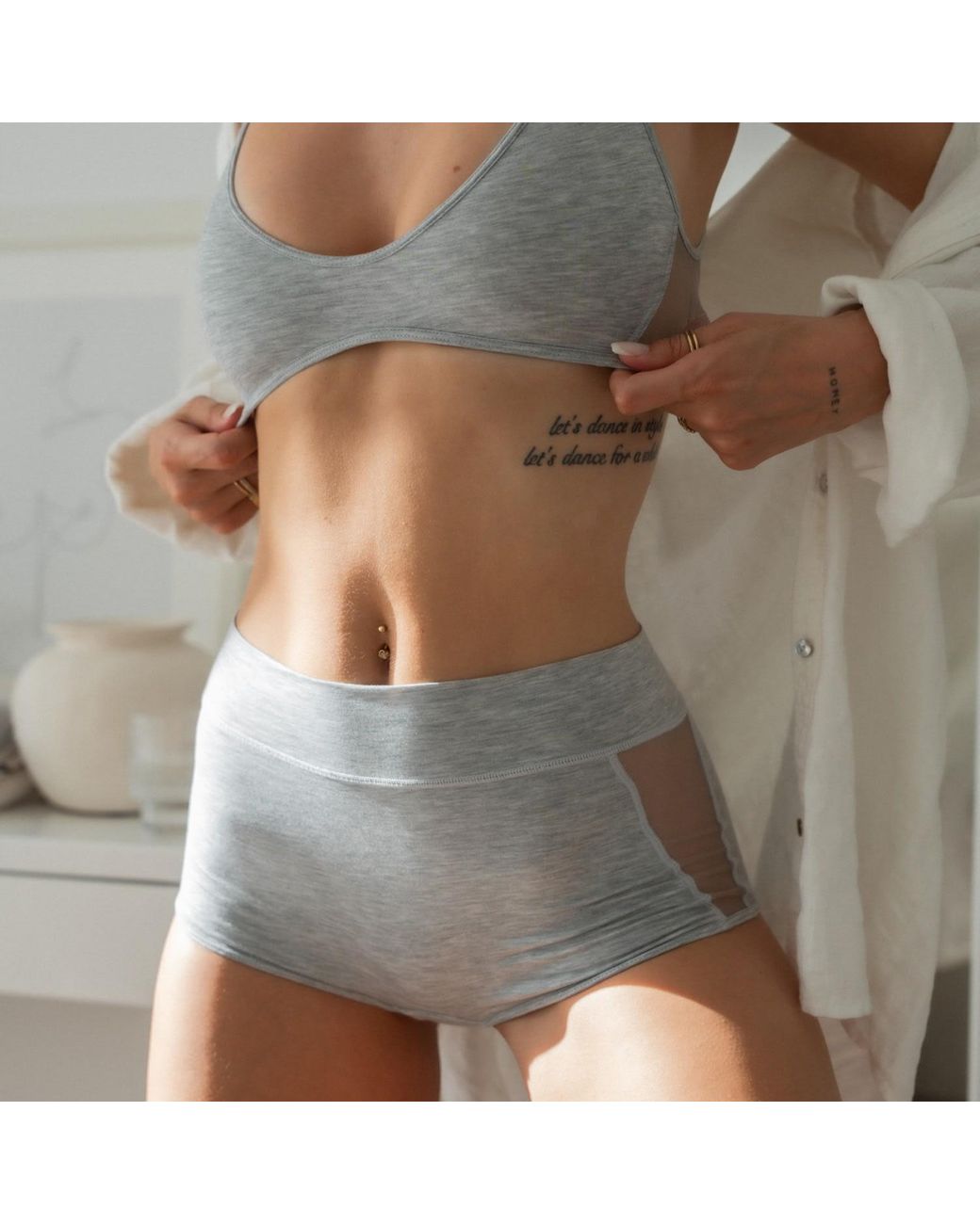 MONIQUE MORIN LINGERIE Gray Core Shorty Fog