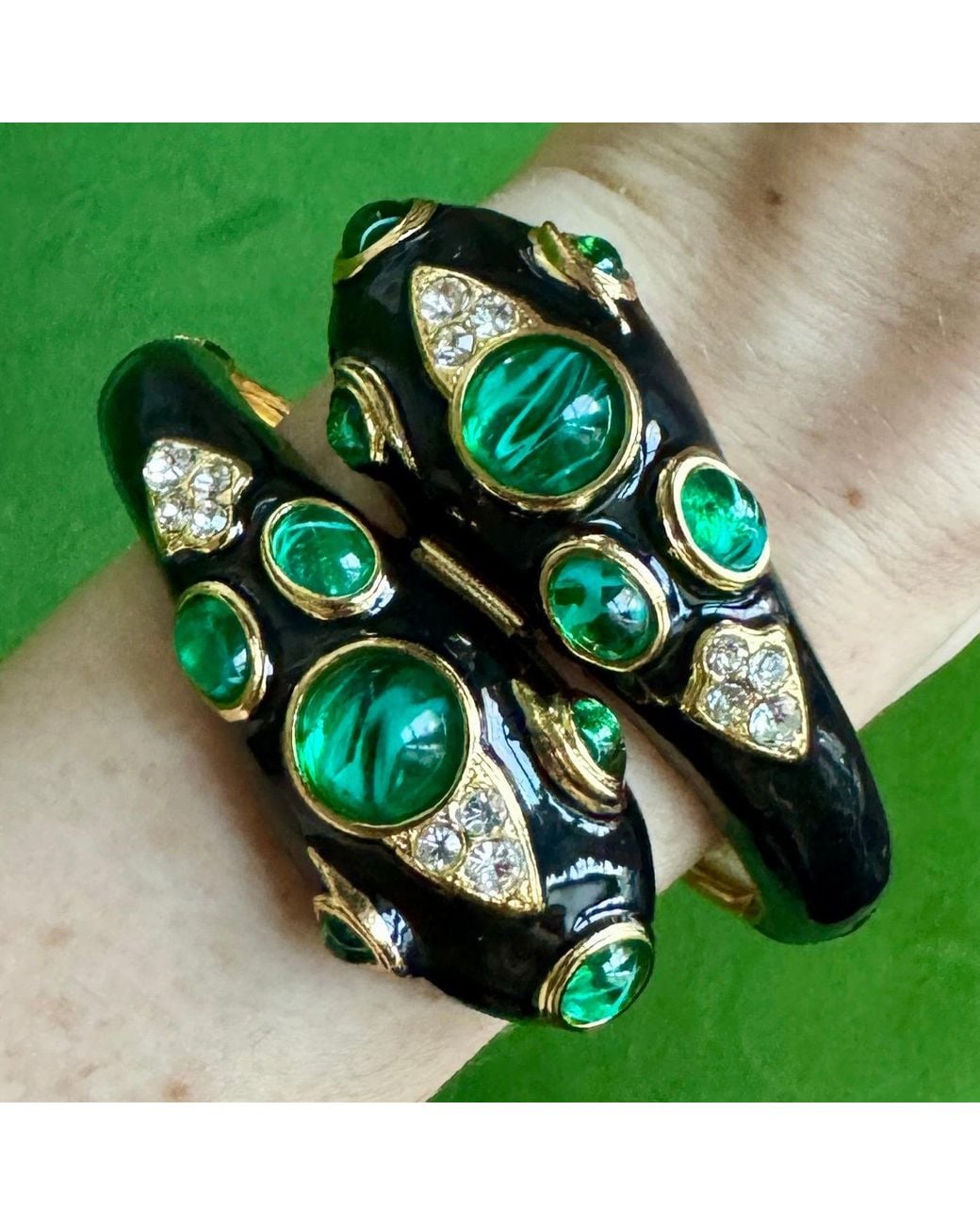Laura Gray Green Double Headed Snake Bracelet