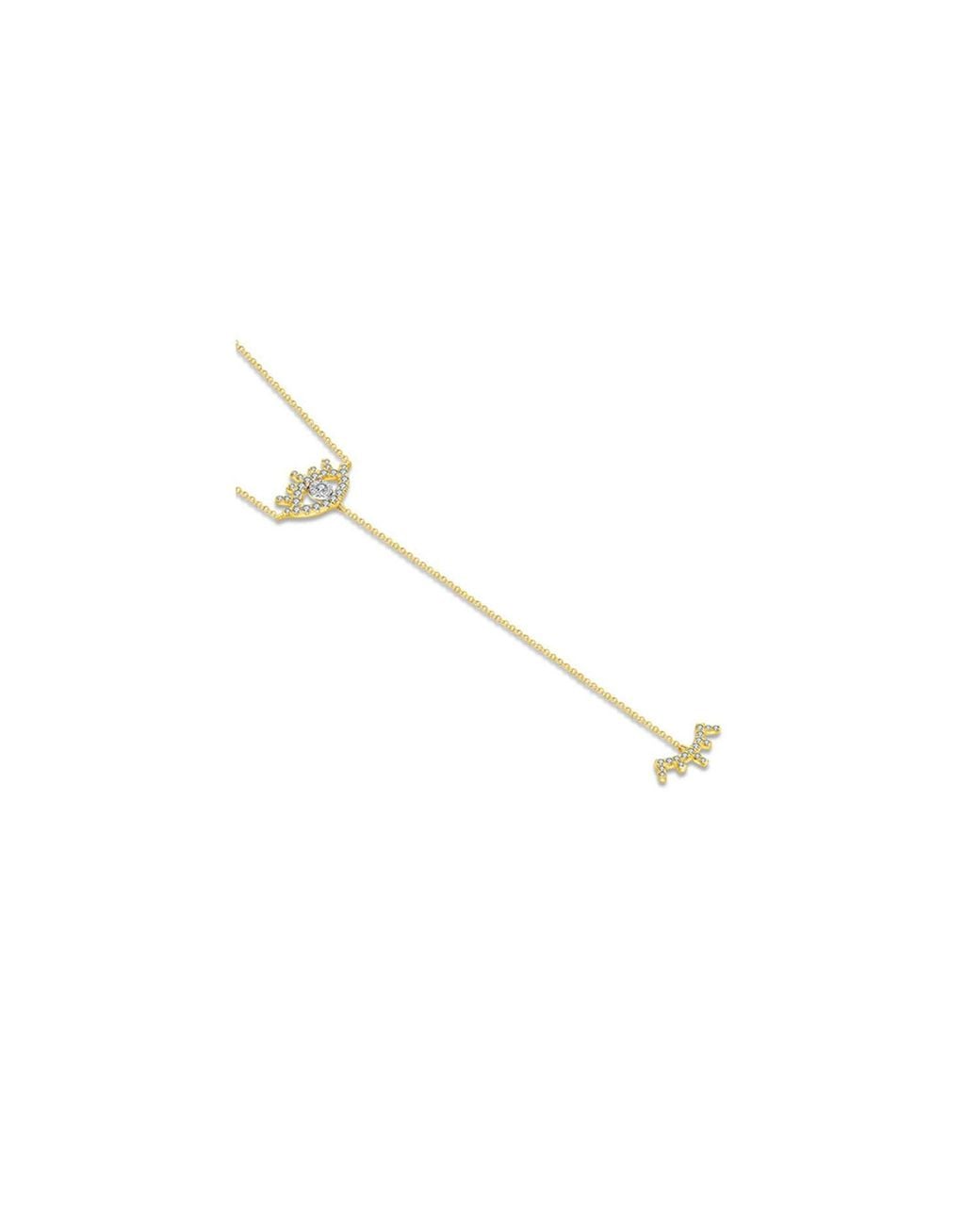 Genevieve Collection Metallic 18k Yellow Gold Evil Eye Diamond Dangle Necklace