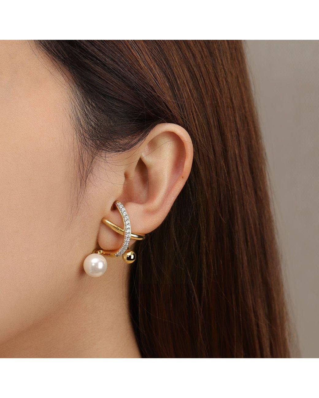 Arte Madrid Metallic Toggle Convertible Crossover Earring With Pearl