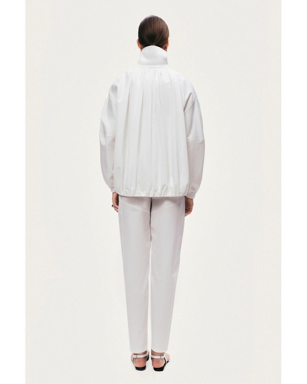 Nocturne White Oversized Zip-Front Jacket