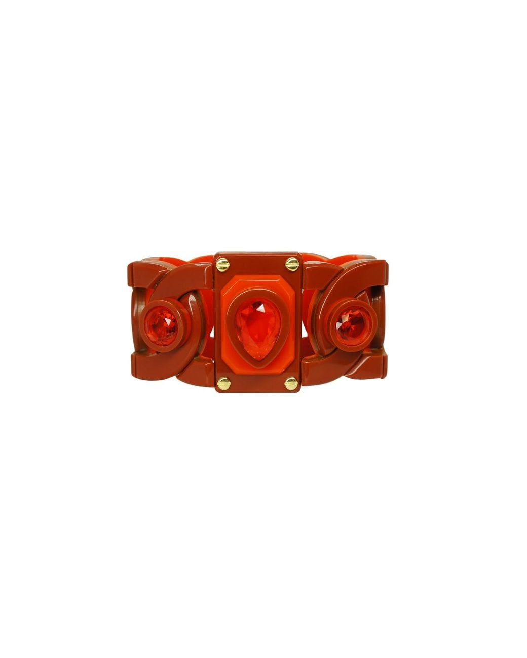 Gissa Bicalho Red Handmade Acrylic Bracelet Links And Stones Cinnamon