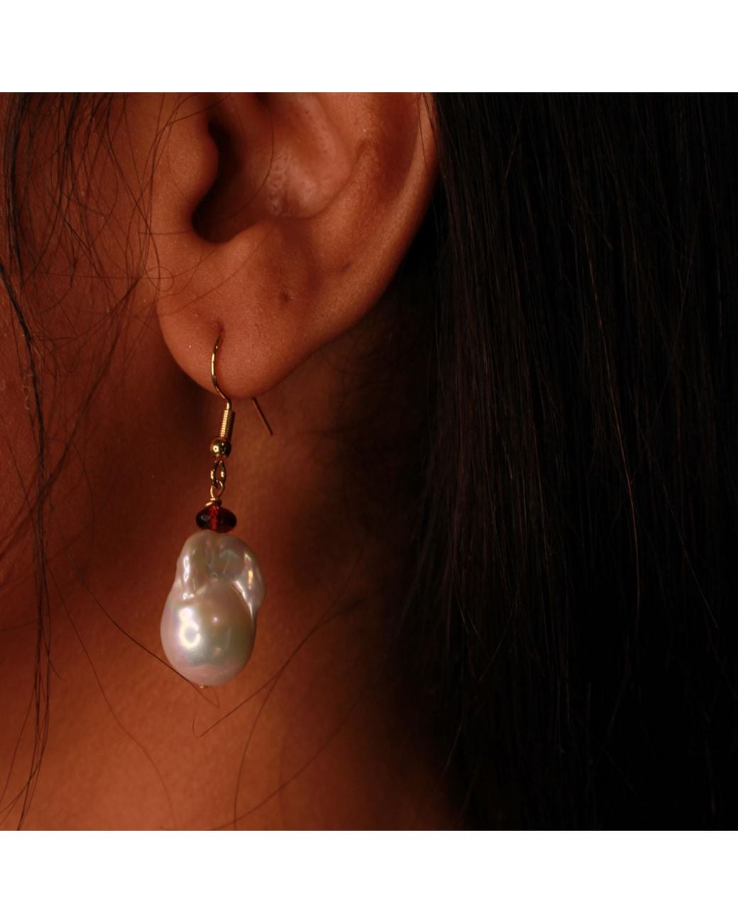 Urbane Jewelry Studio Metallic Baroque Pearl & Garnet Earrings