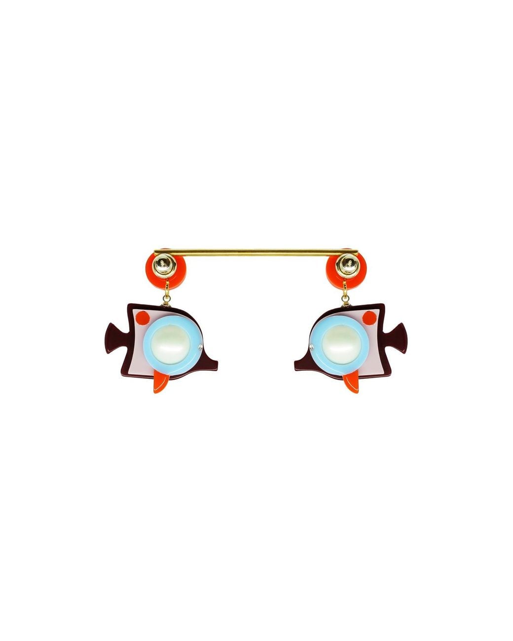 Gissa Bicalho White Handmade Acrylic Earring Angelfish Burgundy