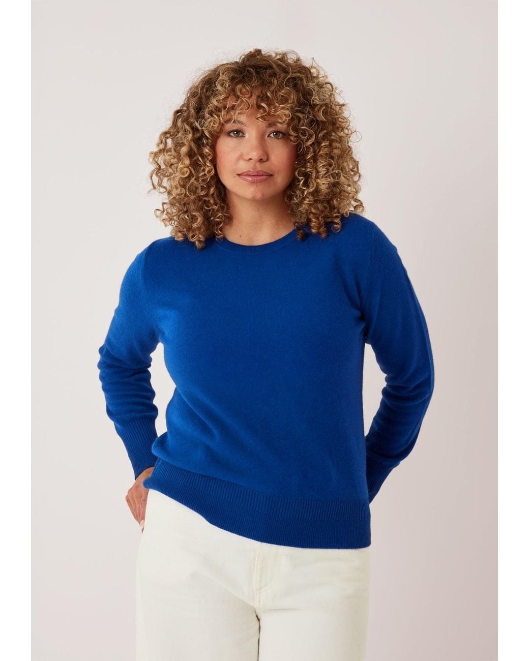 Loop Cashmere Blue Cashmere Crew Neck Sweater