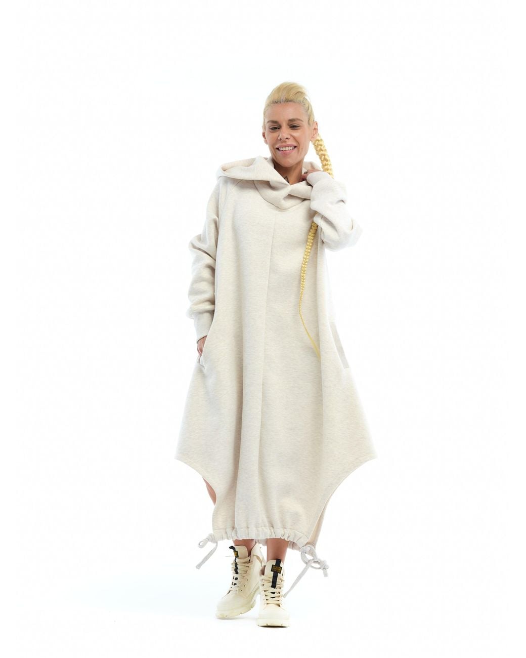 Clothes by Locker Room Natural Oversize Cream Hoodie Dress