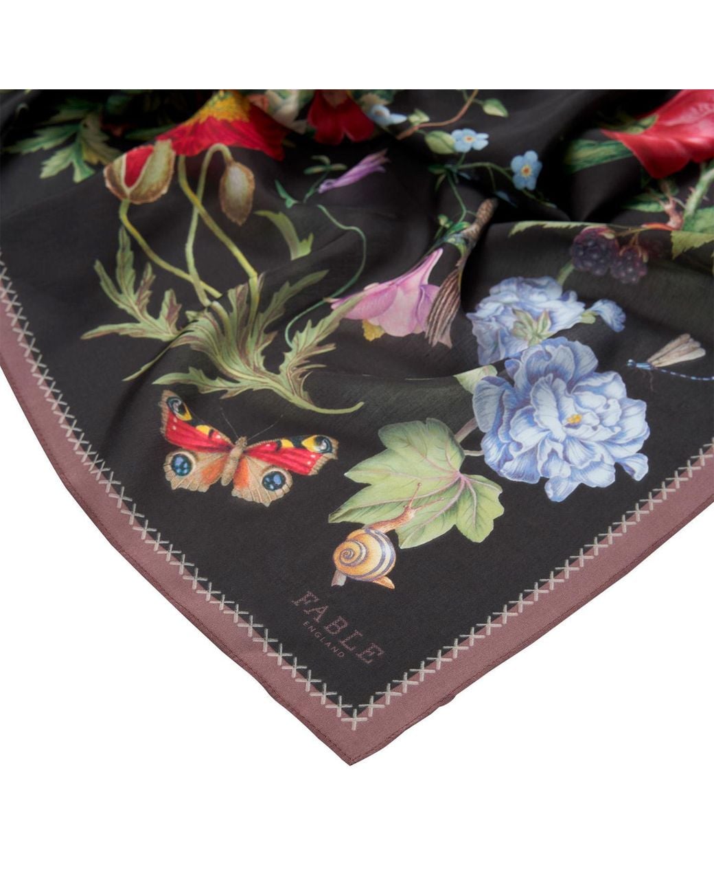 Fable England Green Alice's Garden Narrative Square Scarf