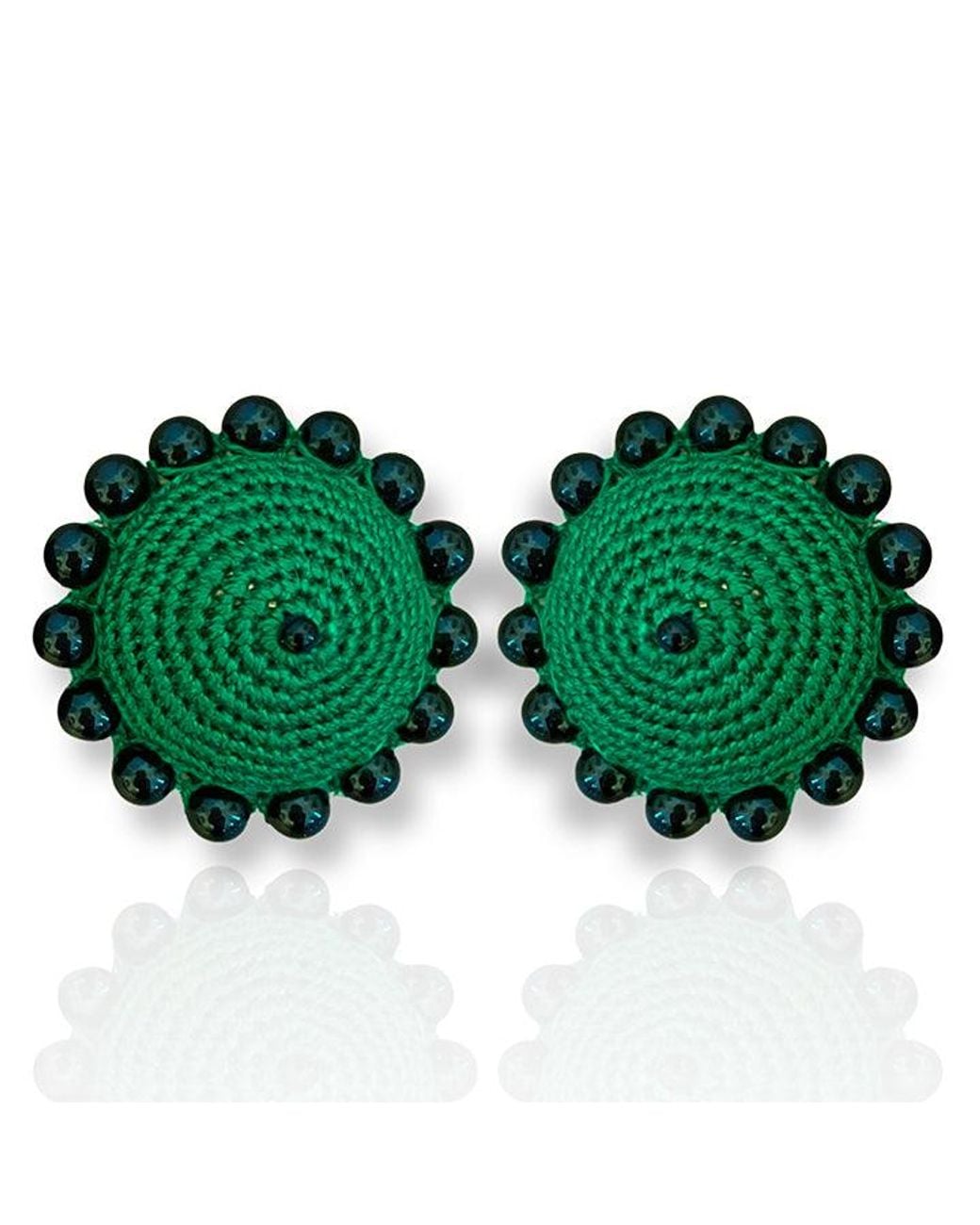 PINAR OZEVLAT Green Dome Studs Emerald