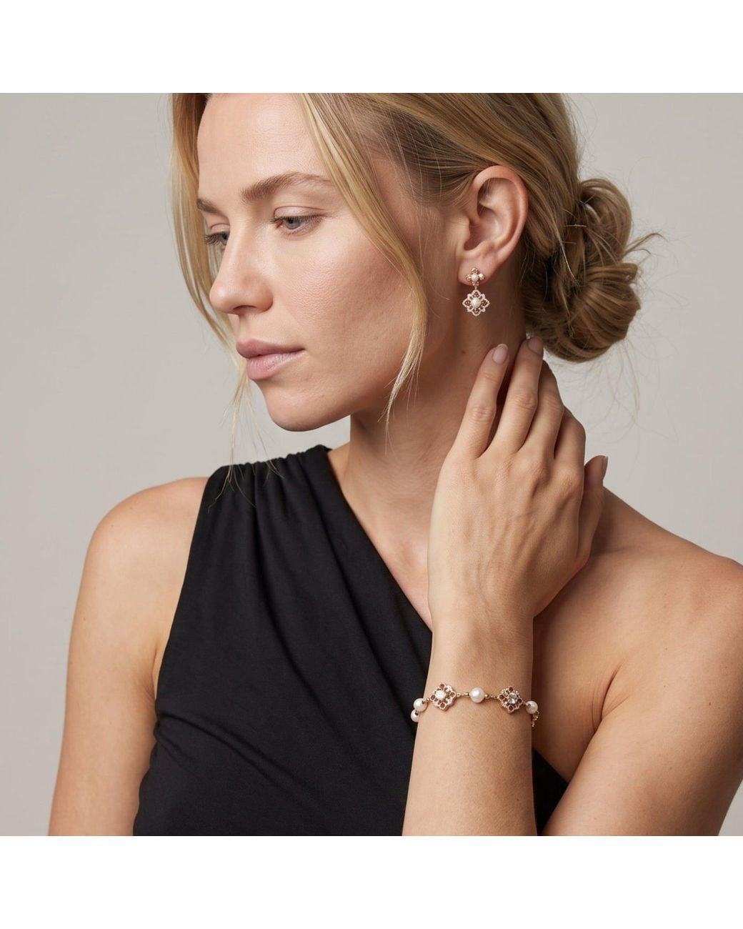 Uchi and Soto Metallic Kinmokusei Solid 925 With 18K Vermeil & Pearl Bracelet