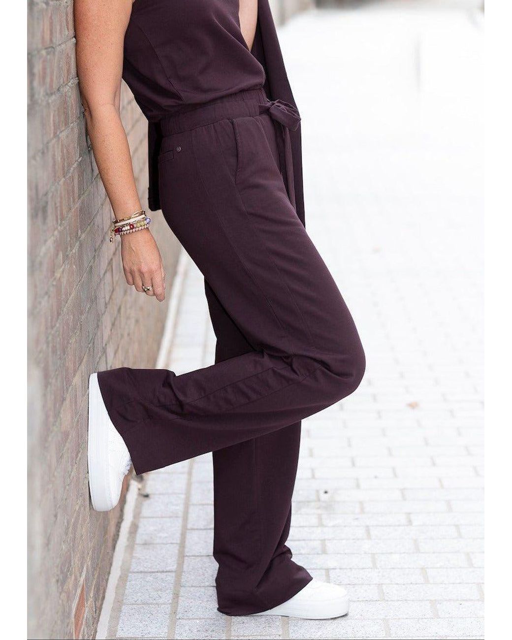 Weartwo London Purple Goddess Wide Leg Trousers, Burgundy
