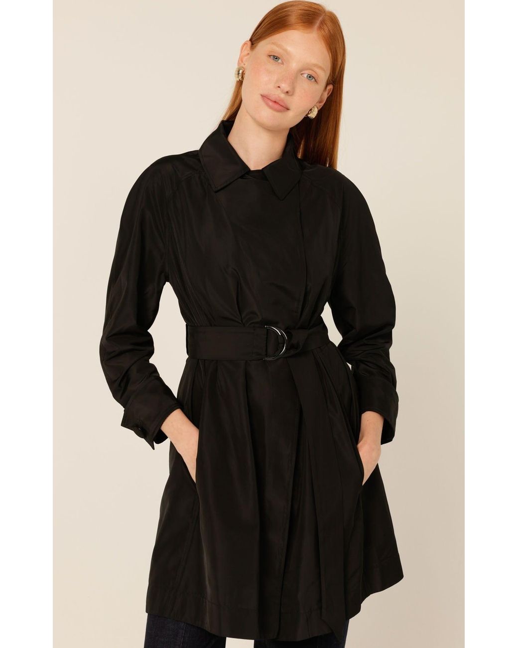 SACHA DRAKE Black Noir Water-Resistant Trench Coat