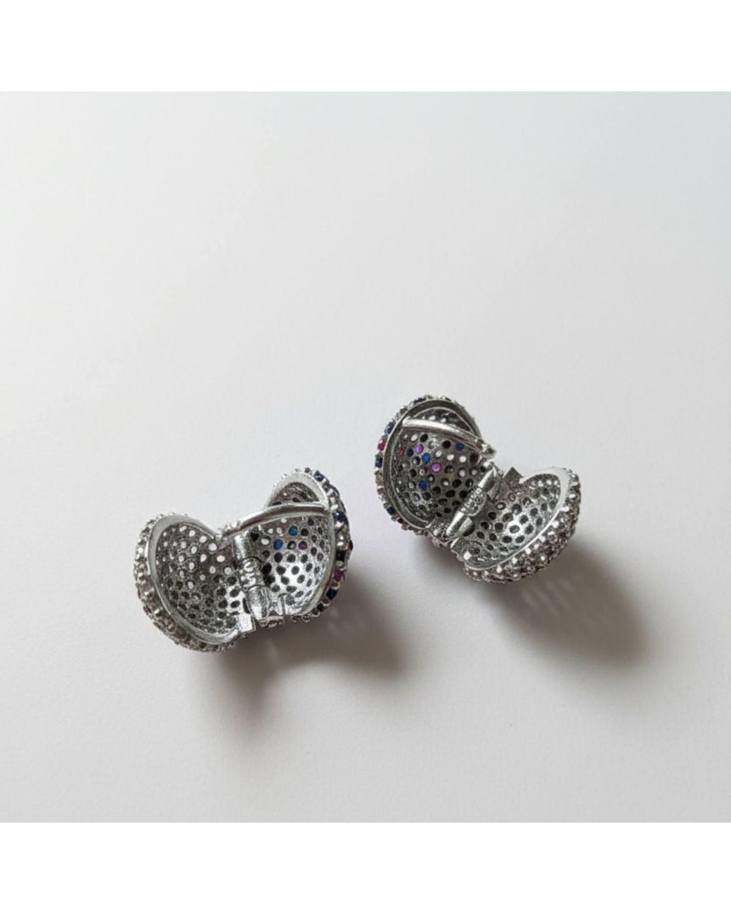 Silver & Elegant Co. White Sculptural Reversible Spherical Stud Earrings, 925 Sterling