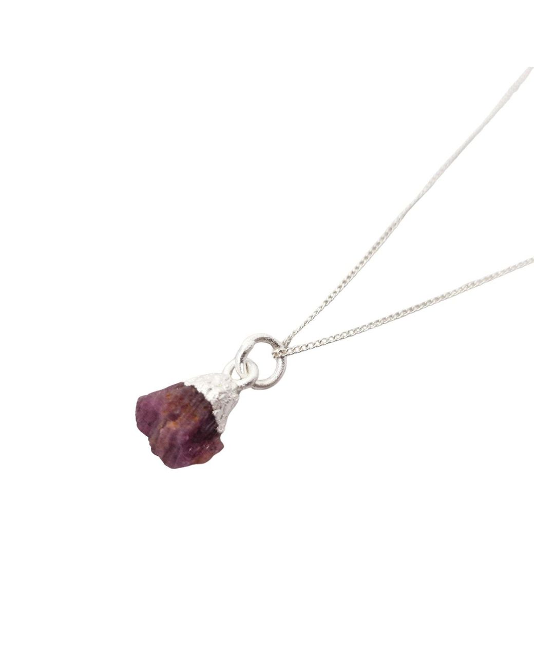Harfi Metallic Raw Ruby Sterling July Birthstone Necklace