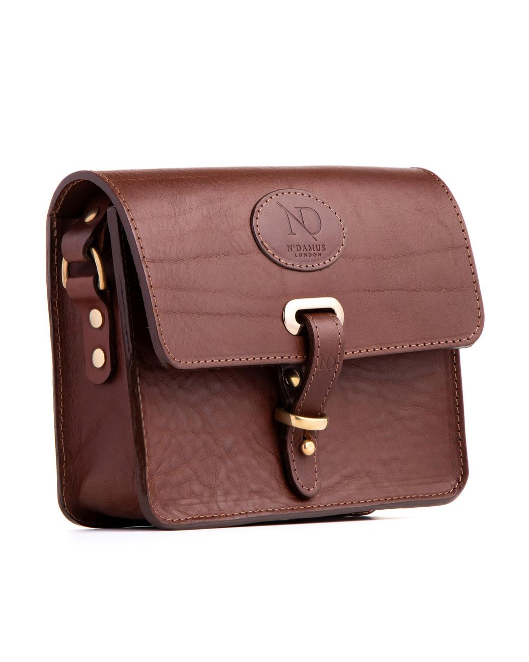 N'damus London Brown Mini Soho Chestnut Leather Crossbody Bag