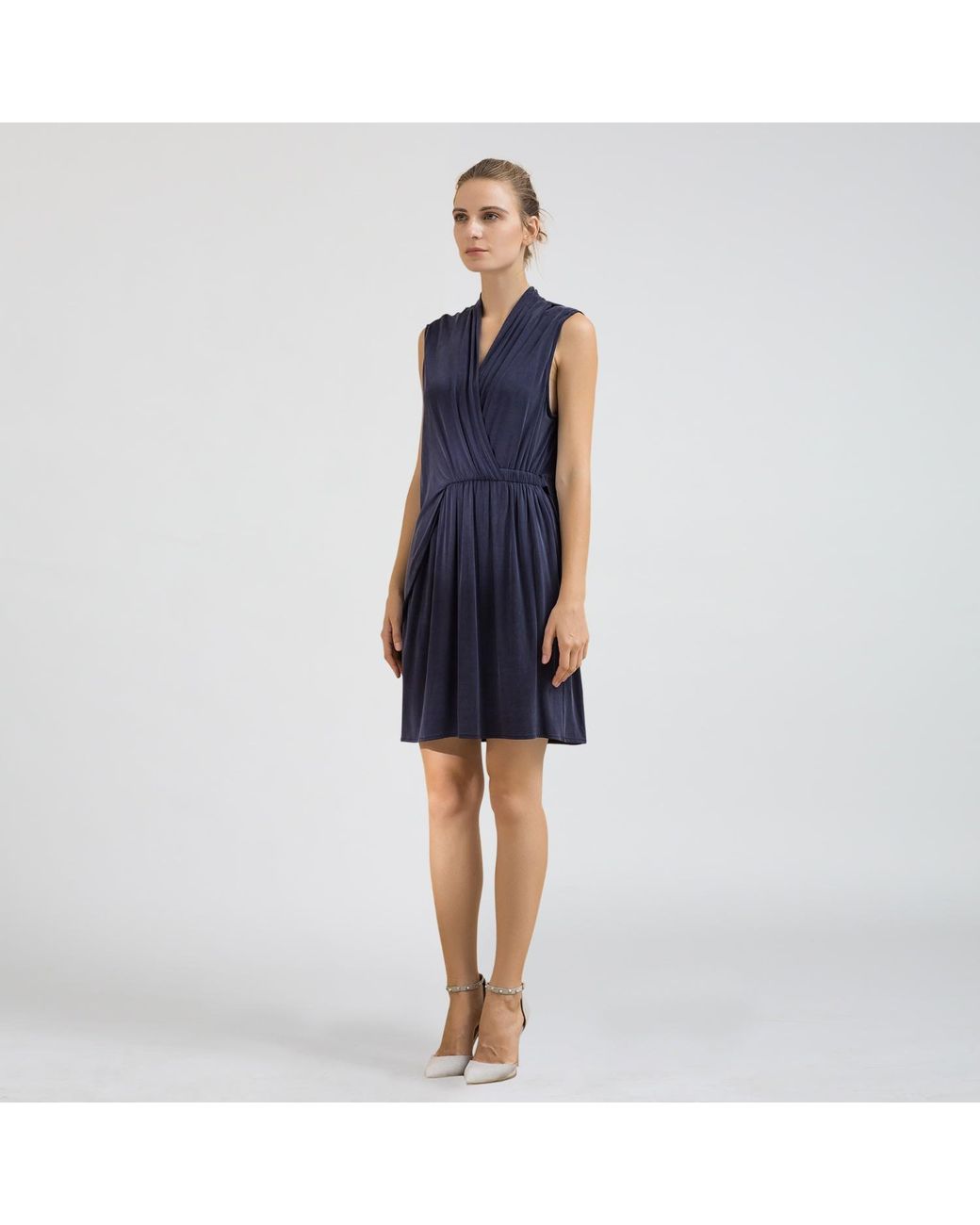 Smart and Joy Blue Drapy Asymmetrical Dress