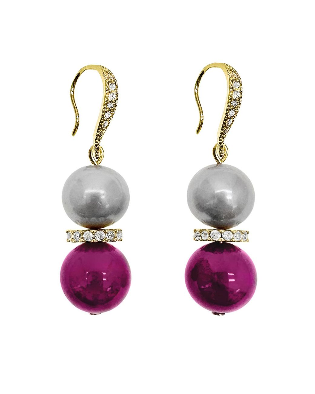 Farra Purple Freshwater Pearls With Gemstone Earrings