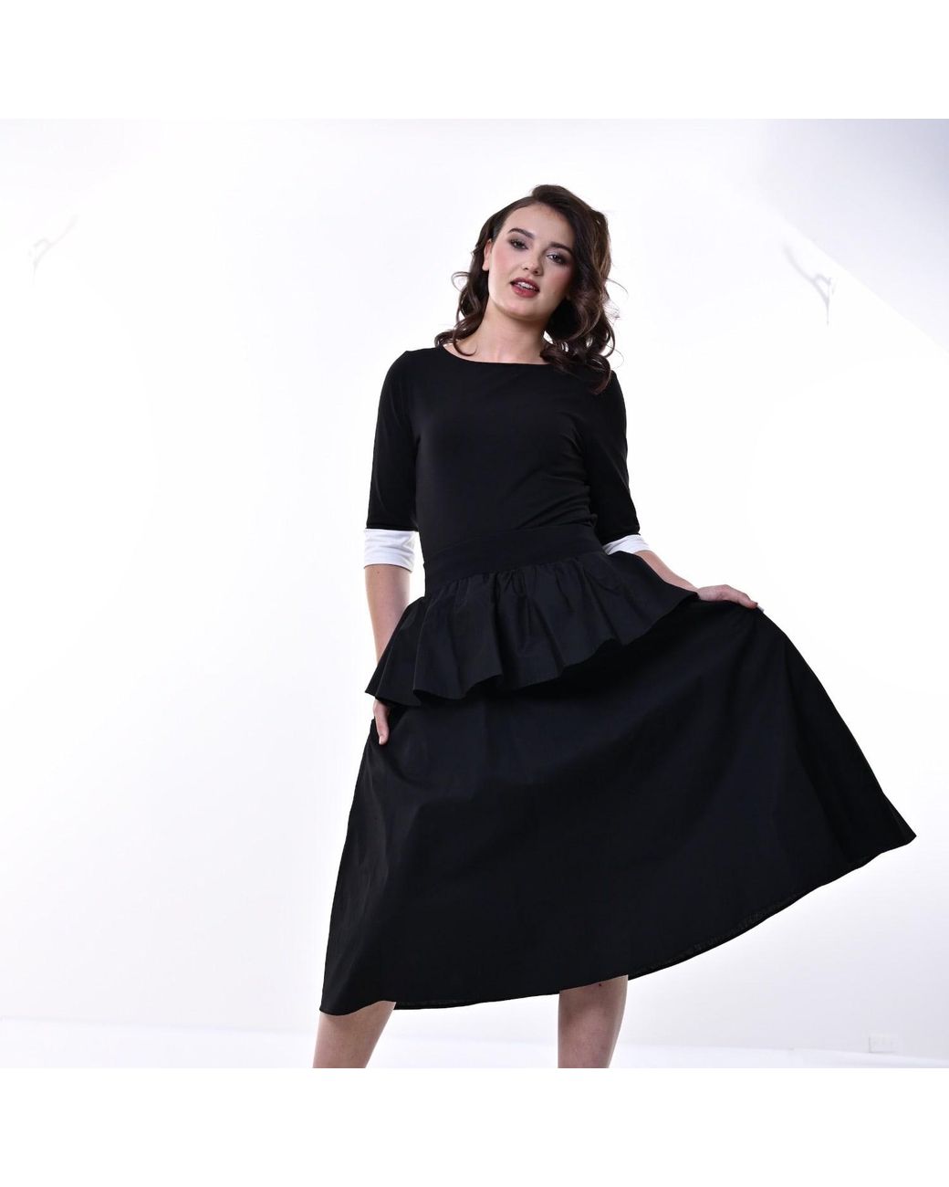 Frock Tales Black Sunset Peplum Midi Skirt
