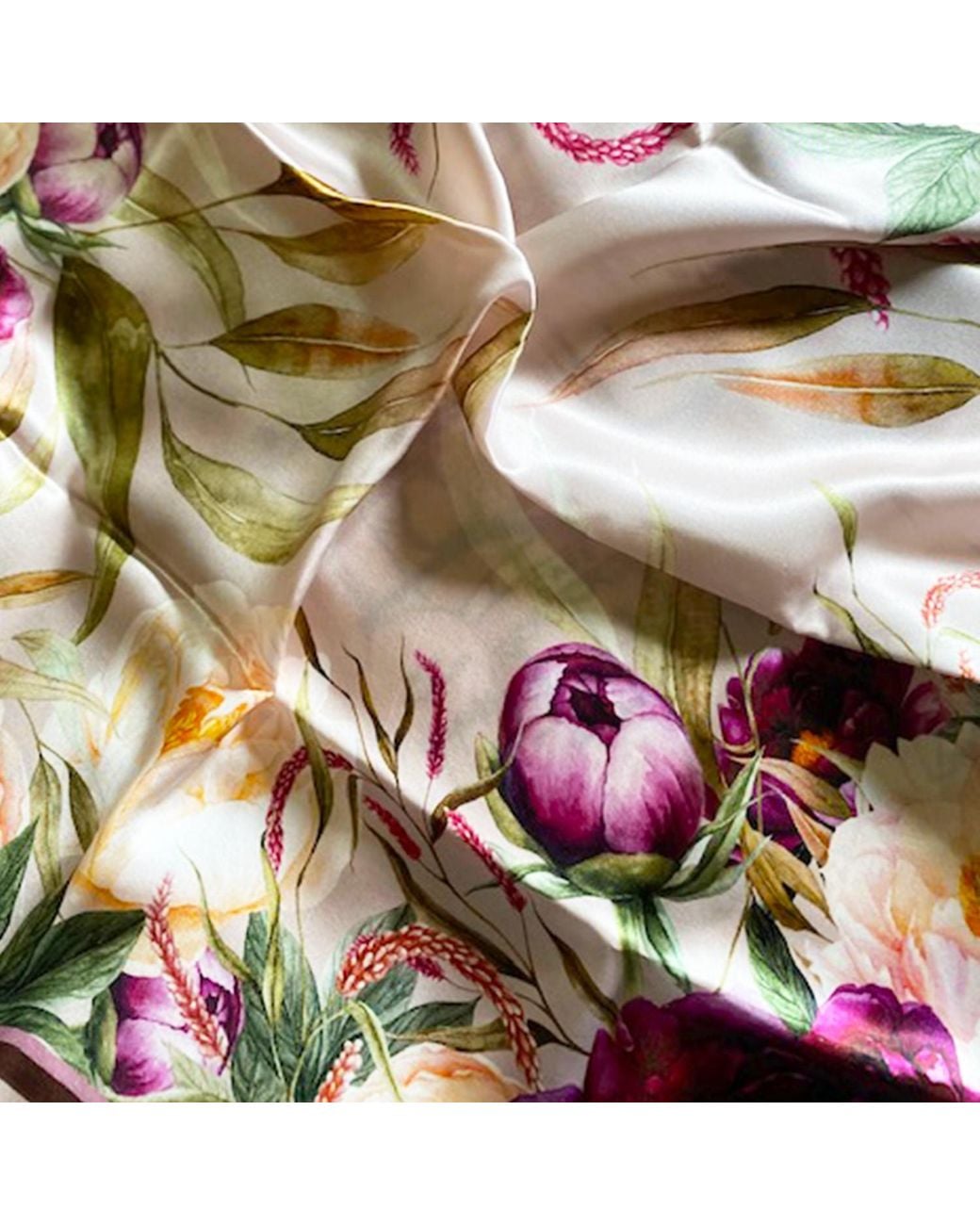 Ralufineart Pink Silk Scarf Peonies Symphony