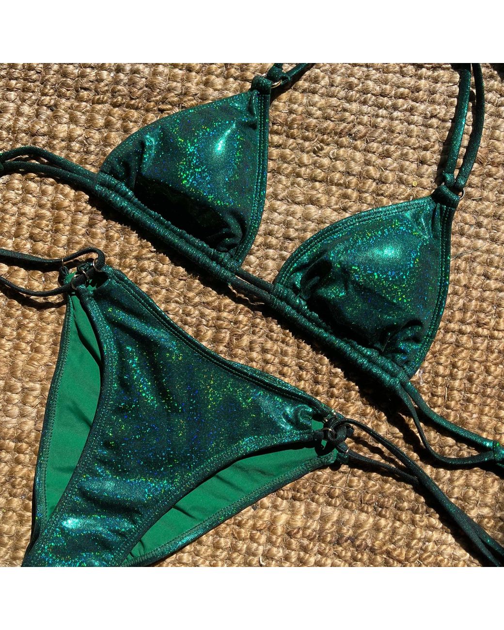 Enez Swim Green Eden Adjustable Scrunch Bikini Bottom