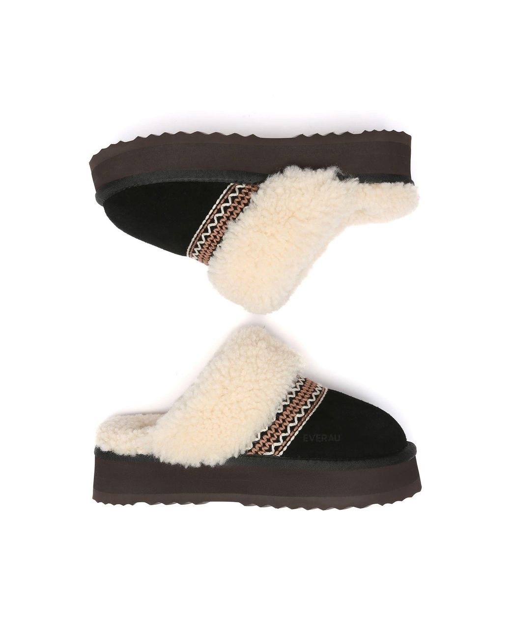 EverAu Australia Black Crake Knitted Platform Slippers