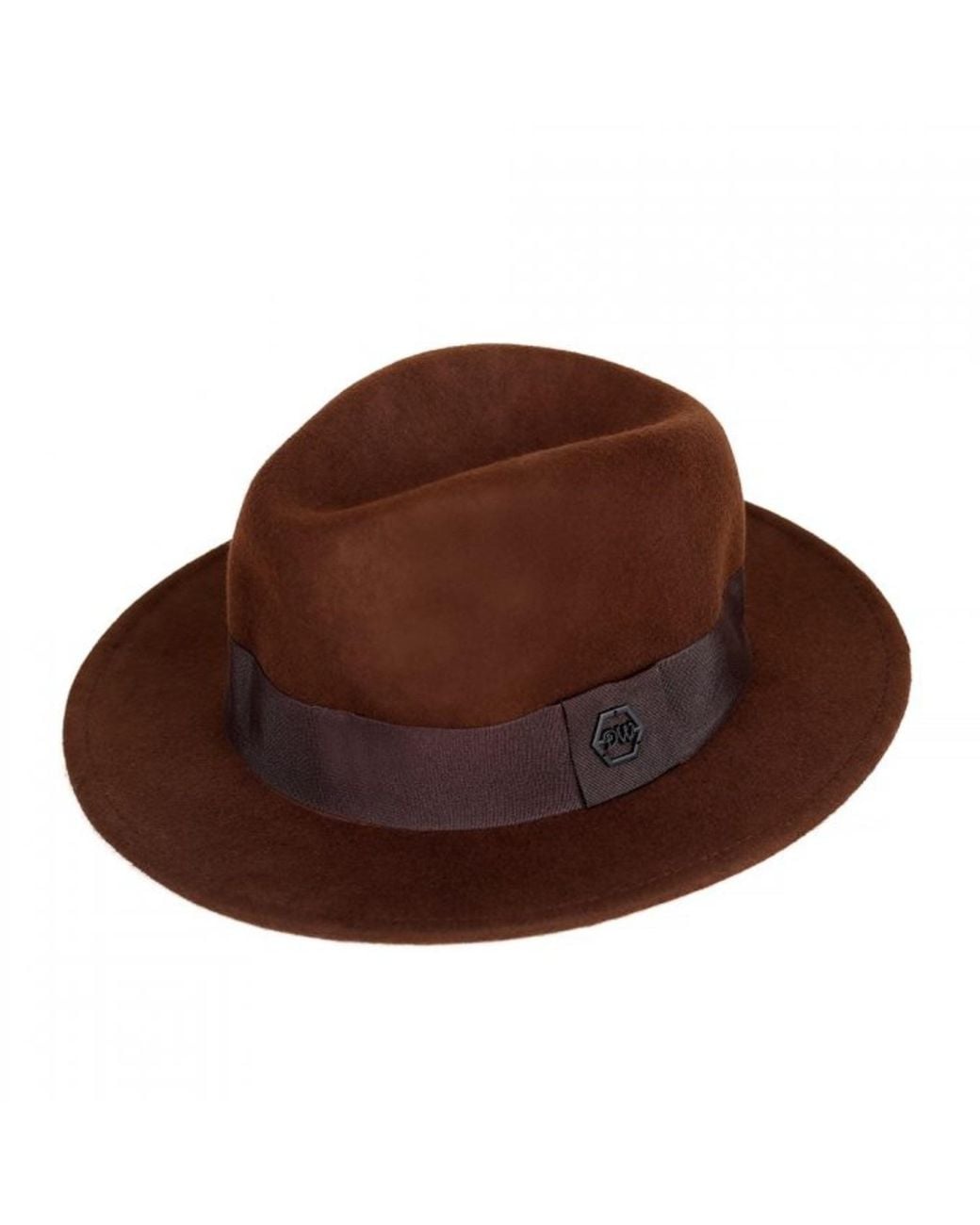DAVID WEJ Brown Wool Fedora Hat – for men