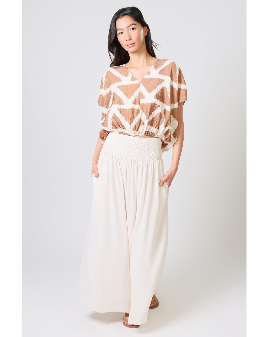Traffic People Pink Neutrals Broken Promises And Geometric Print Whispers Top