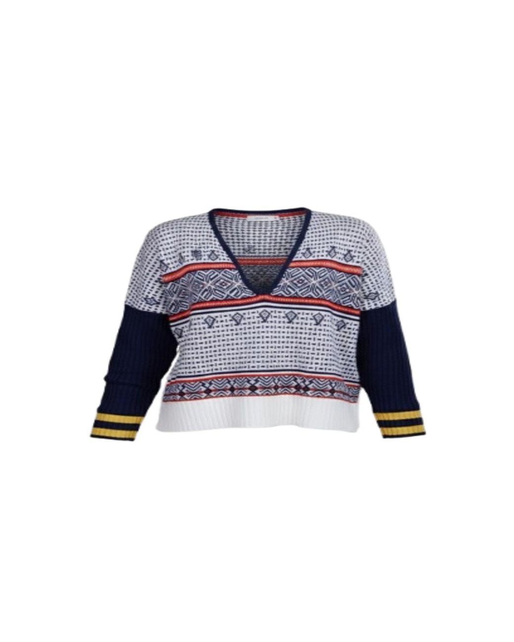 Saachi Blue Nordic Knit Pullover Sweater