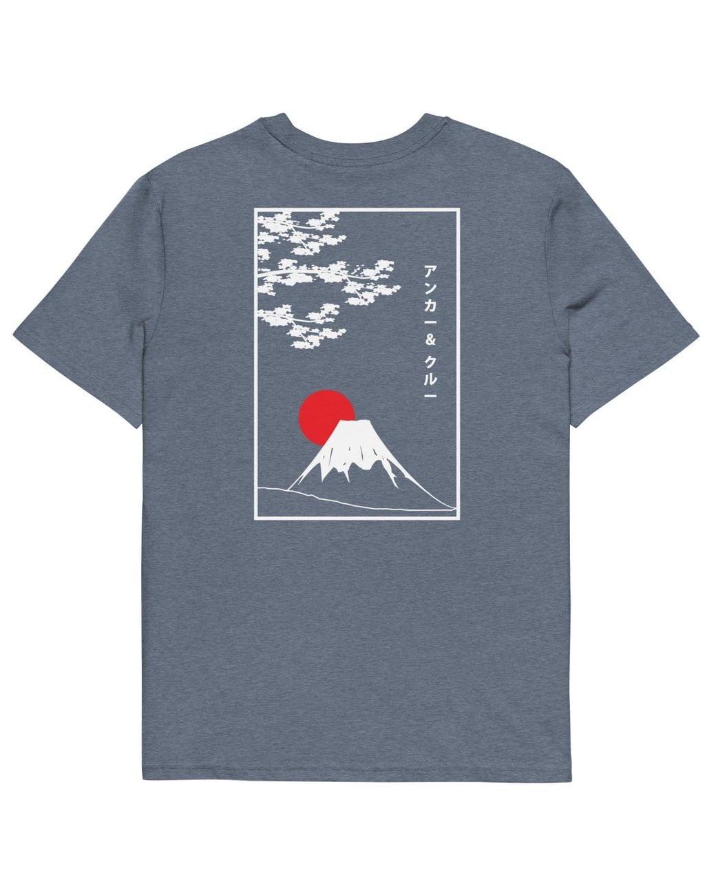 Anchor and Crew Blue Heather Mount Fuji Landmark Organic Cotton T-Shirt