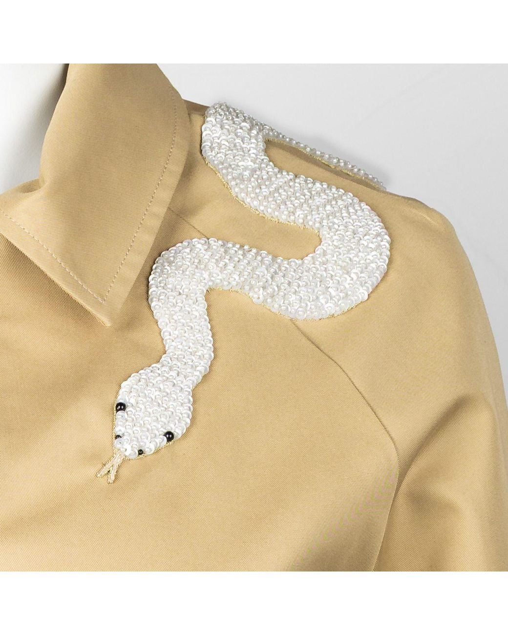 House of Laines London Natural Neutrals Laines Couture Embellished Ivory Snake Cropped Trench