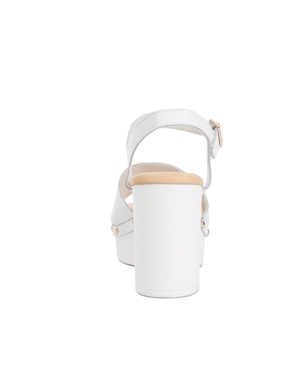 Rag & Co White Sawor Recycled Leather High Block Sandals