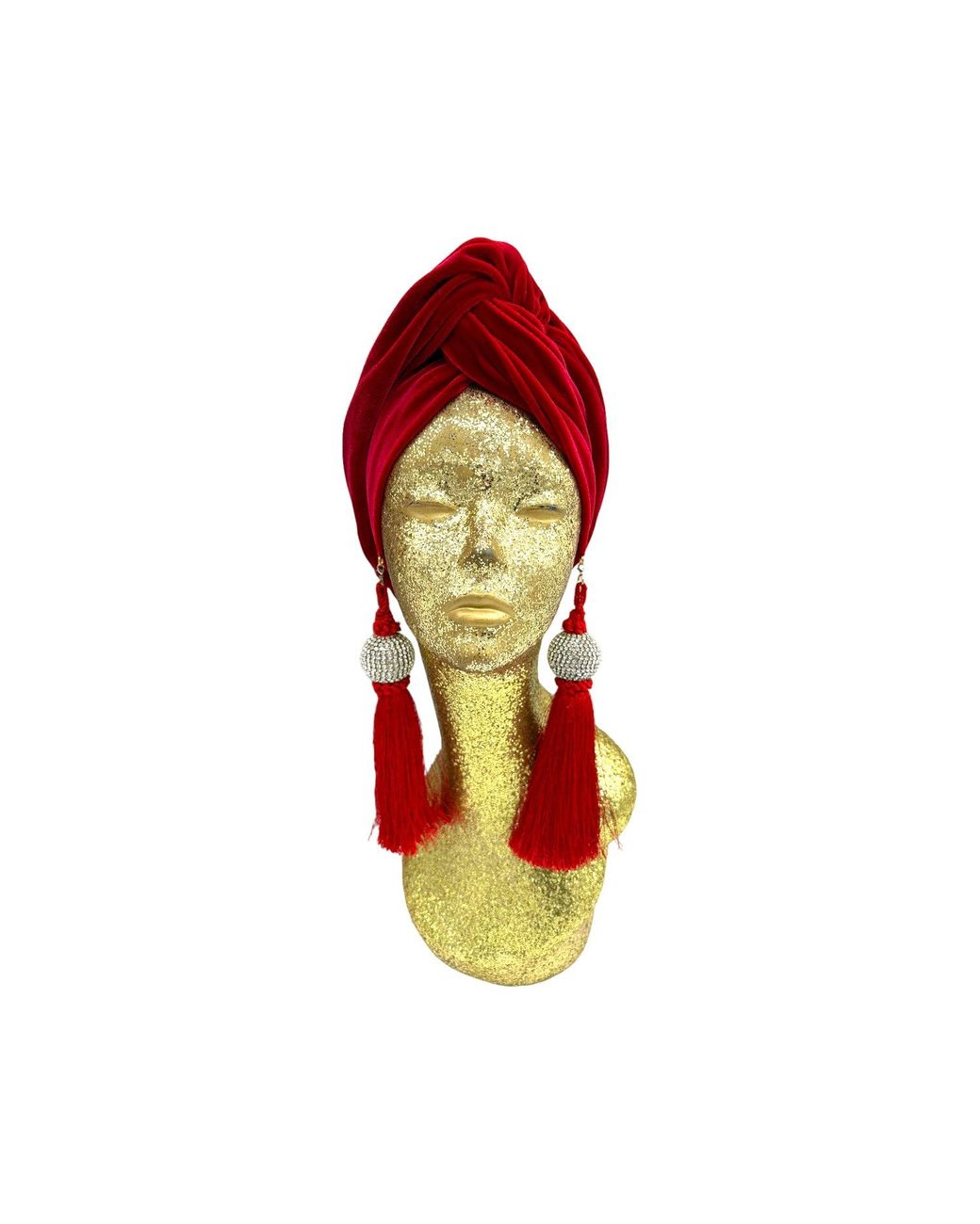 Julia Clancey Red Ruby Disco Ball Turban