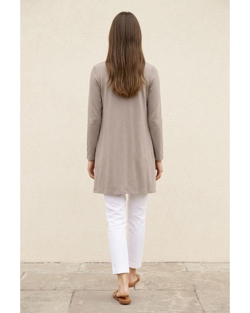 Conquista Gray Refined Longline Button Cardigan