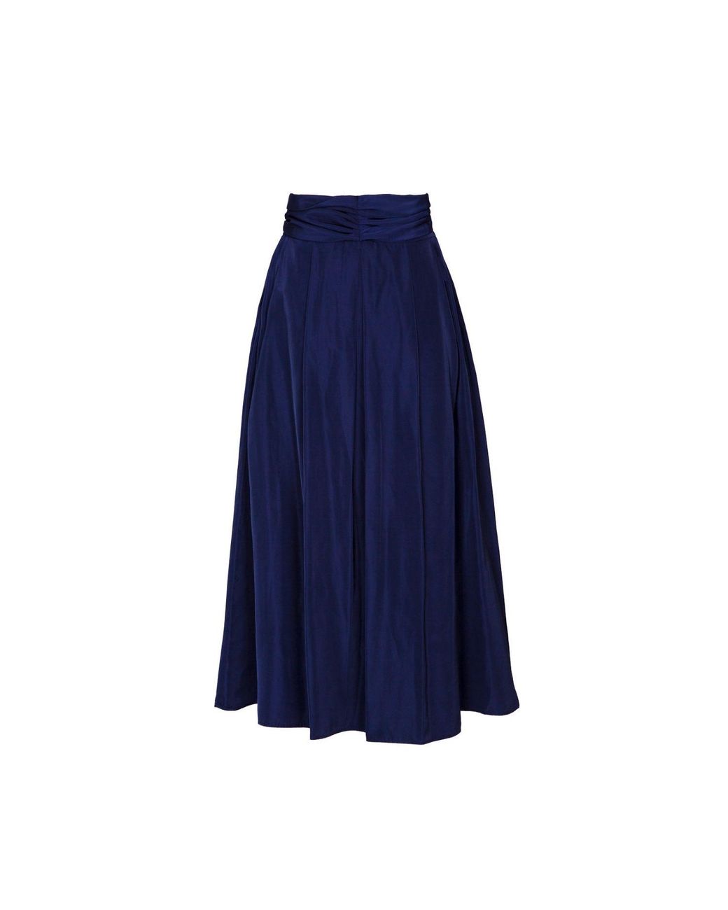 The Extreme Collection Blue Midi Skirt Taffeta With Waist Tie