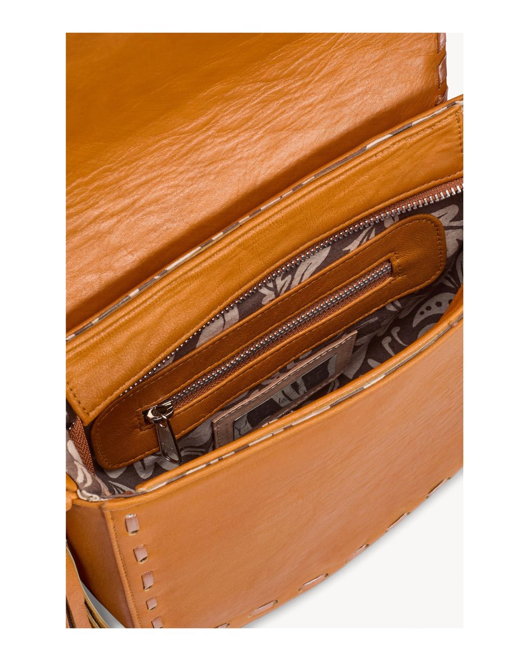 Jodi Lee Brown Fly Away Feather Bag Antique Tan