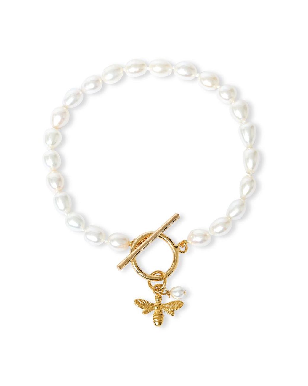 Pearls of the Orient Online Metallic Vita Cultured Freshwater Pearl Bracelet With Bumble Bee