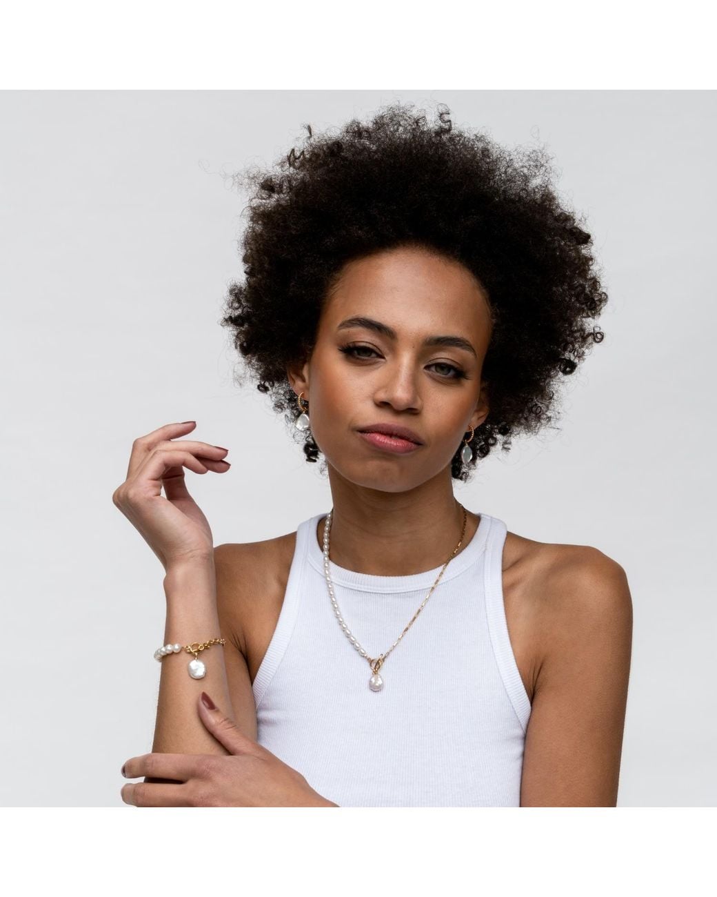 Dower & Hall Metallic Keshi Luna Pearl Chain Bracelet