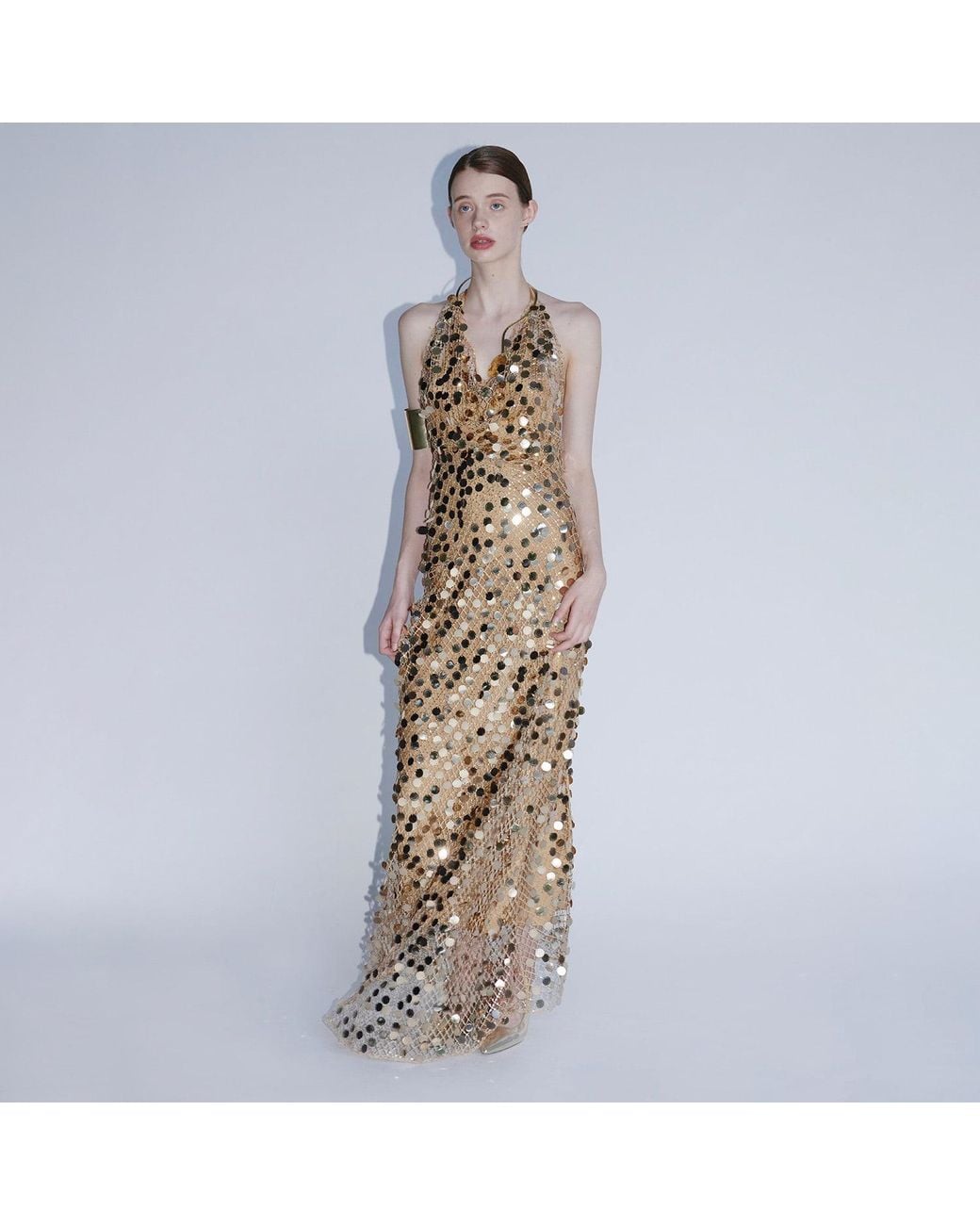 Belsize25 Metallic Mayfair Series – Mesh Sequinned Halterneck Evening Gown