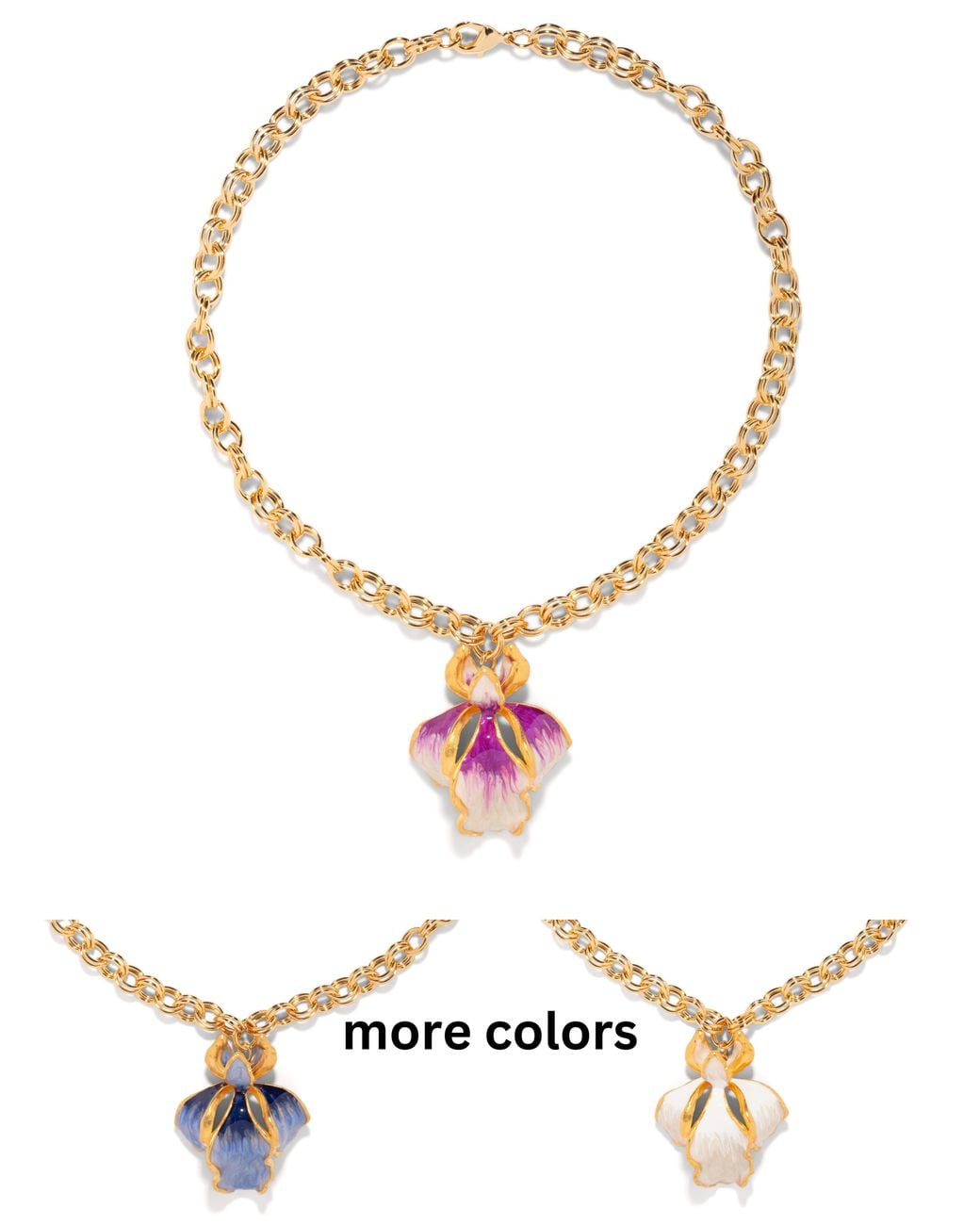 The Pink Reef Metallic Single Sculpted Iris Necklace