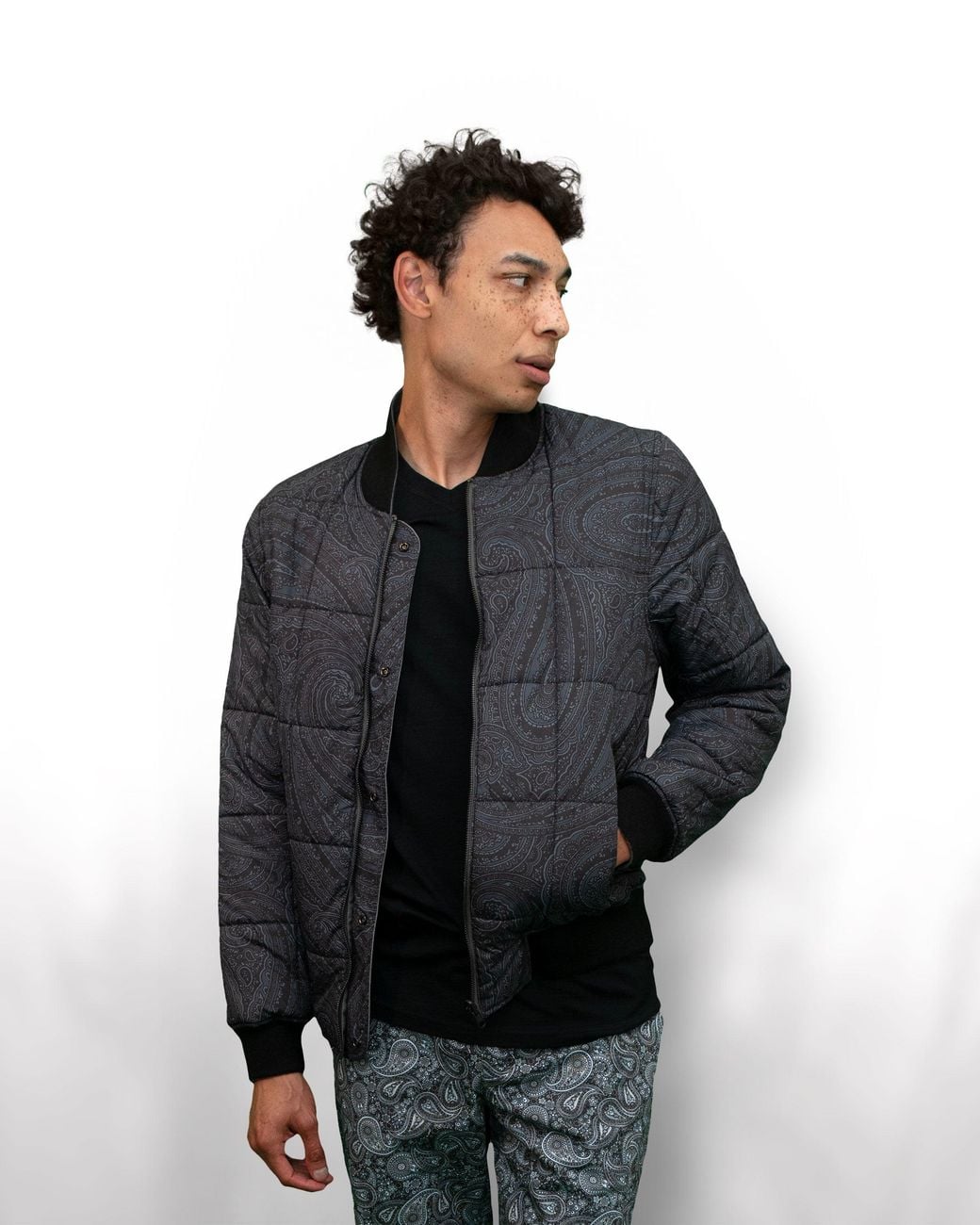 Lords of Harlech Gray Jenkin Reversible Blouson Jacket for men