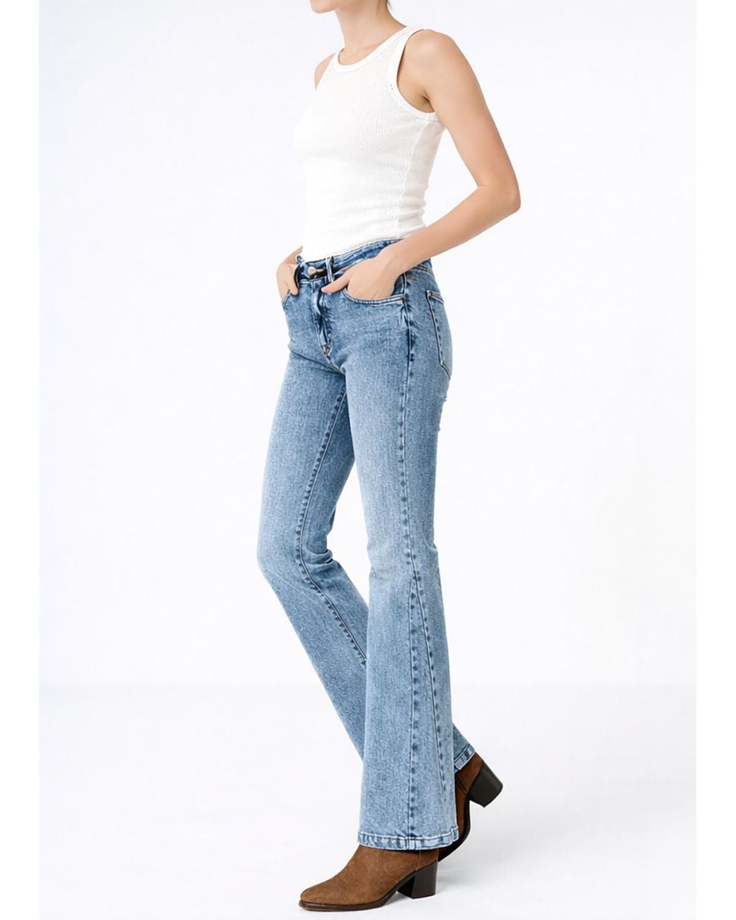 NOEND Blue Donna Mid Rise Flare