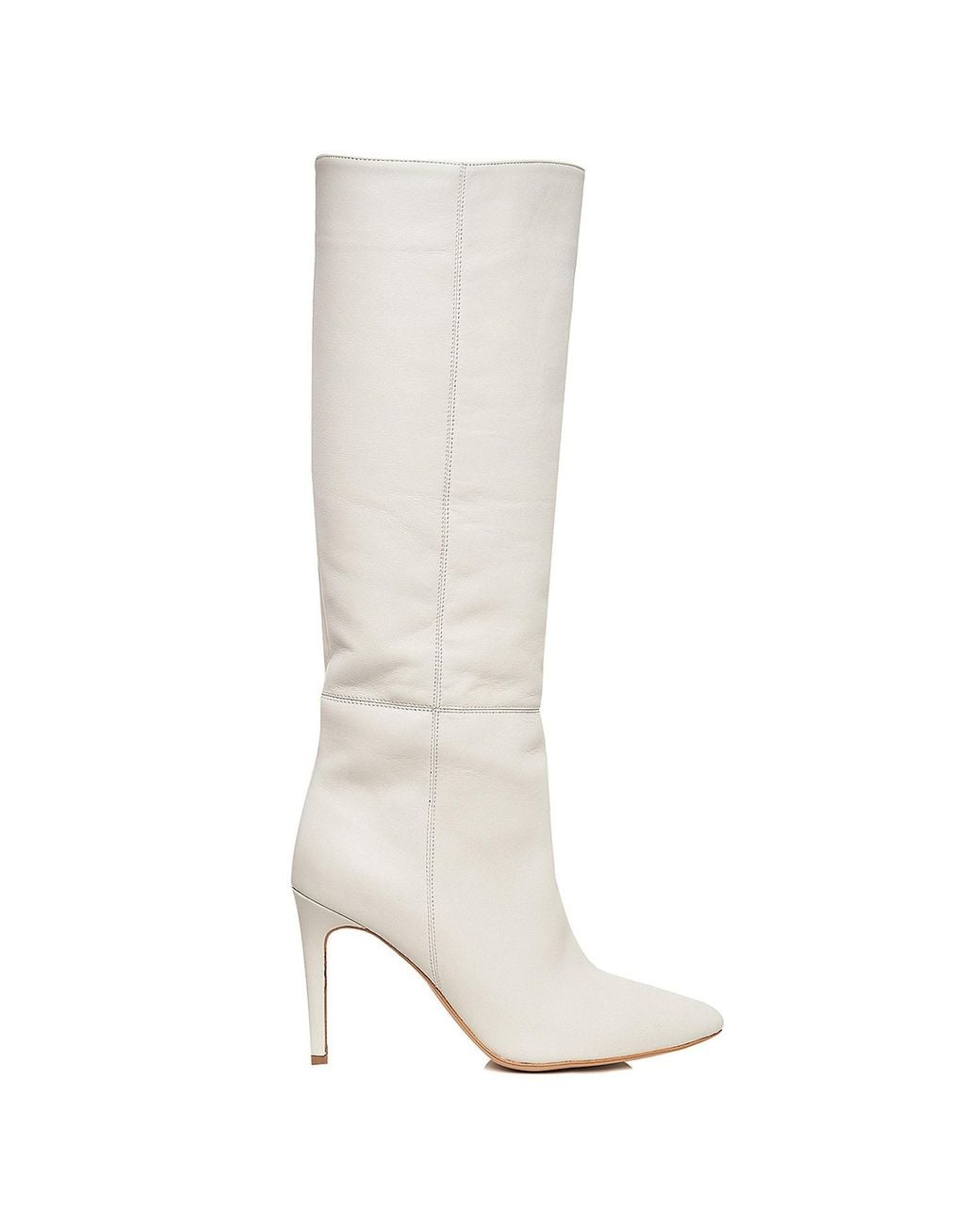 Ginissima White Milla Boots Natural Leather, Under Knee