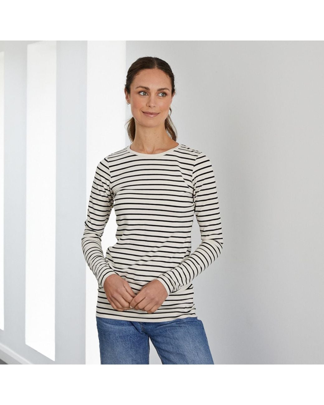 Cove Black Striped Long Length Layering Tee