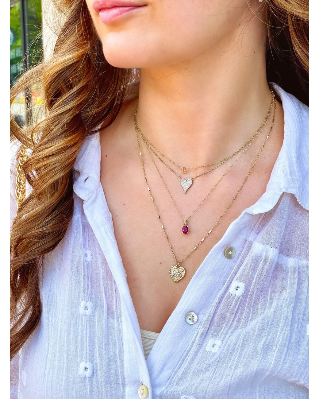 Olivia Le Metallic Bella Heart Pearl Necklace