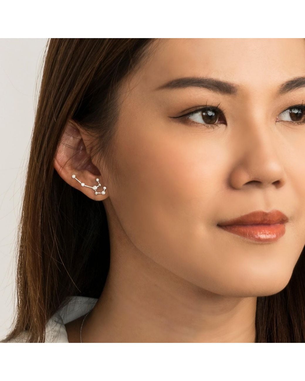 Genevieve Collection Metallic Leo Zodiac Constellation Earring 18K & Diamond